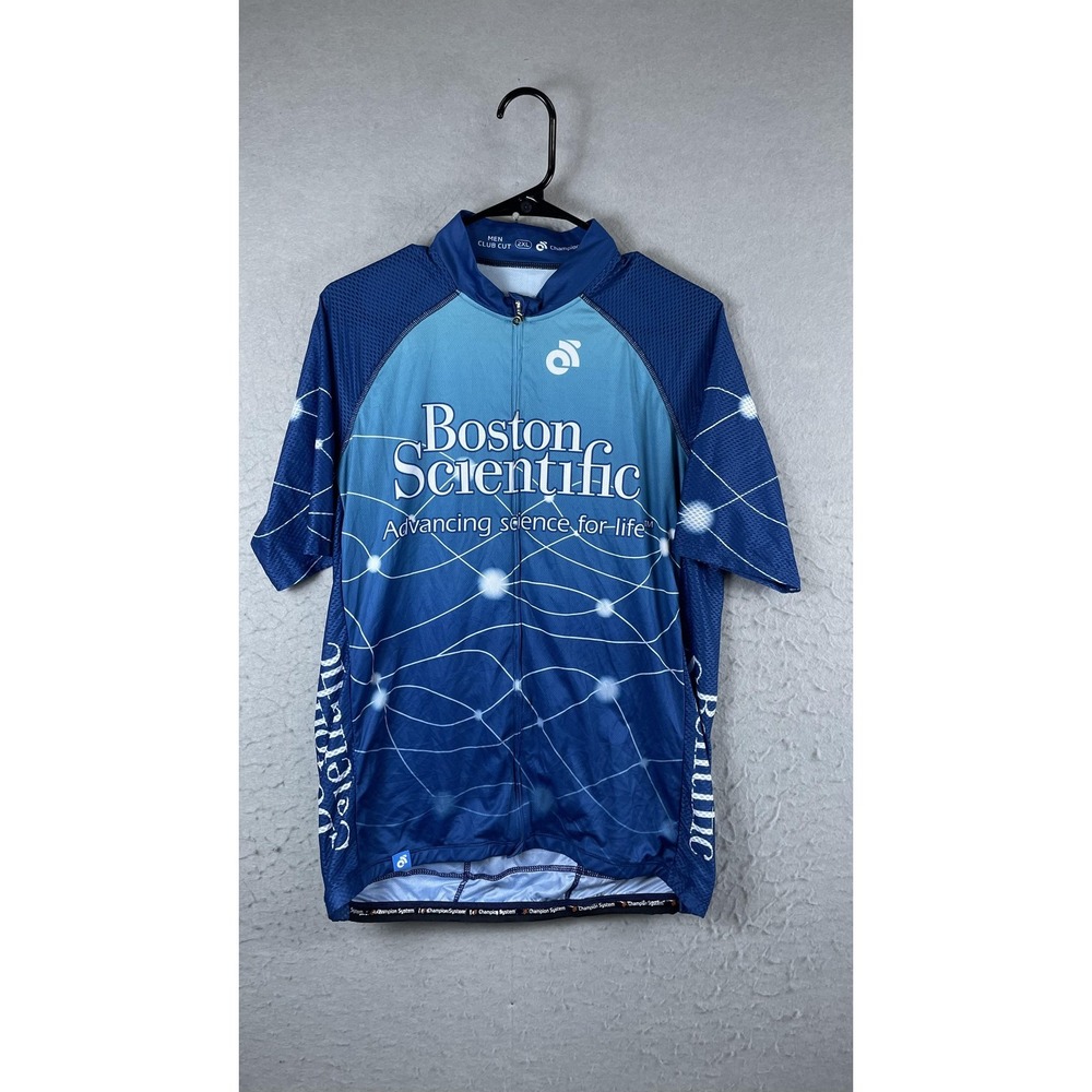 Champion System Boston Scientific Cycling Jersey Mens 2XL Blue Full Zip Bike‎